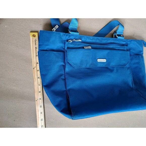 Baggallini Blue Tote Bag With Lots Of Pockets Pink Interior Travel Bag Carry On - Picture 9 of 11